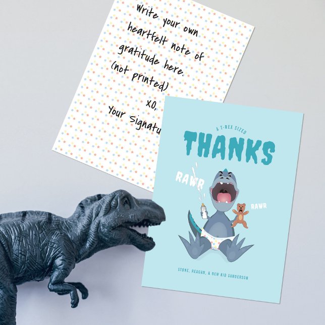 Tarjeta De Agradecimiento Babysaurus T-rex Azul (Subido por el creador)