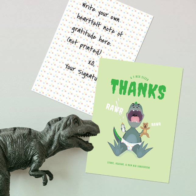Tarjeta De Agradecimiento Babysaurus T-rex Verde (Subido por el creador)