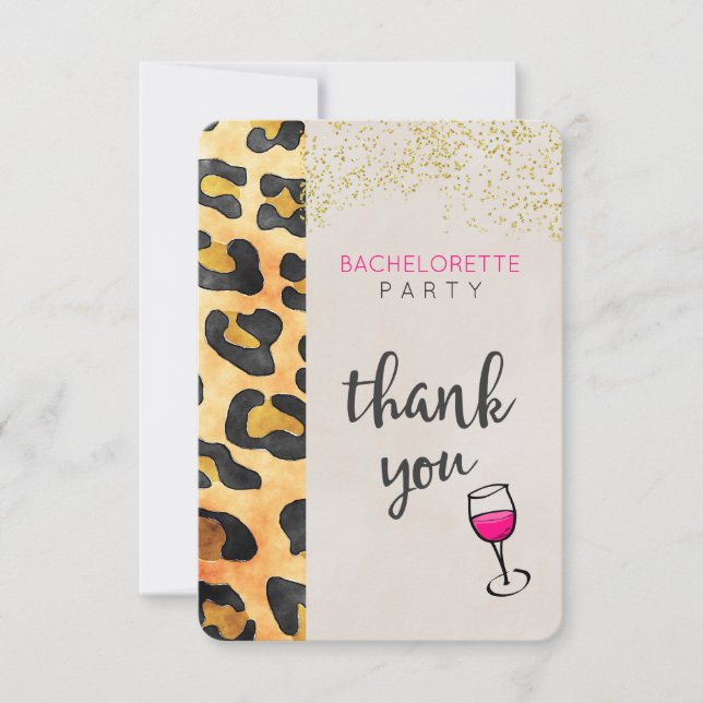 Tarjeta De Agradecimiento Bachelorette Party Wild Animal Pattern Gracias (Anverso)