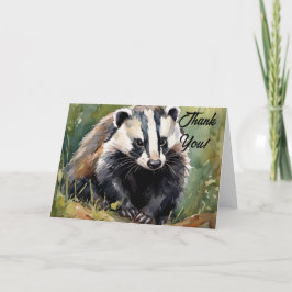 Tarjeta De Agradecimiento Badger en el entorno de los bosques