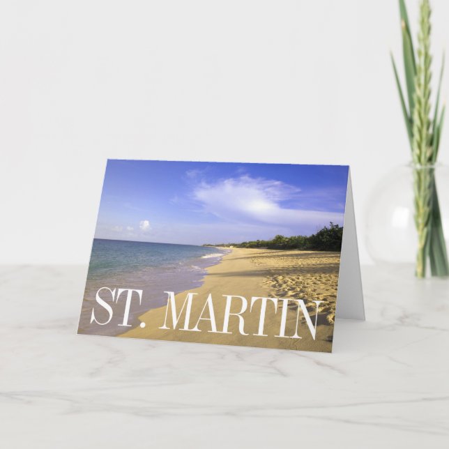 Tarjeta De Agradecimiento Baie Longue Long Bay Beach, St. Martin | Gracias (Anverso)
