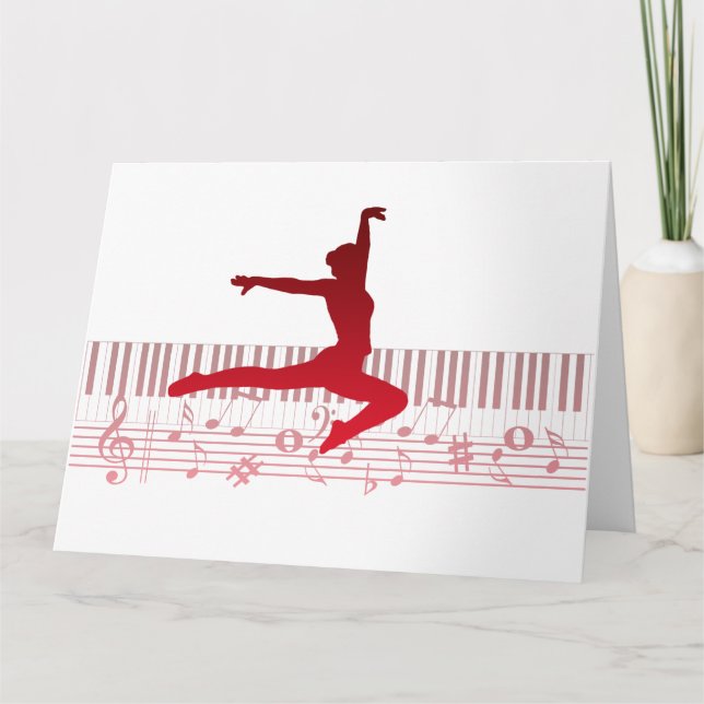 Tarjeta De Agradecimiento Bailarín de ballet en un teclado        (Anverso)
