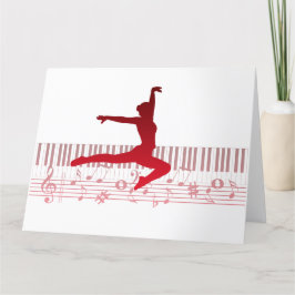 Tarjeta De Agradecimiento Bailarín de ballet en un teclado       