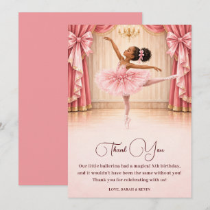 Tarjeta De Agradecimiento Bailarina afroamericana cumpleaños rosa elegante