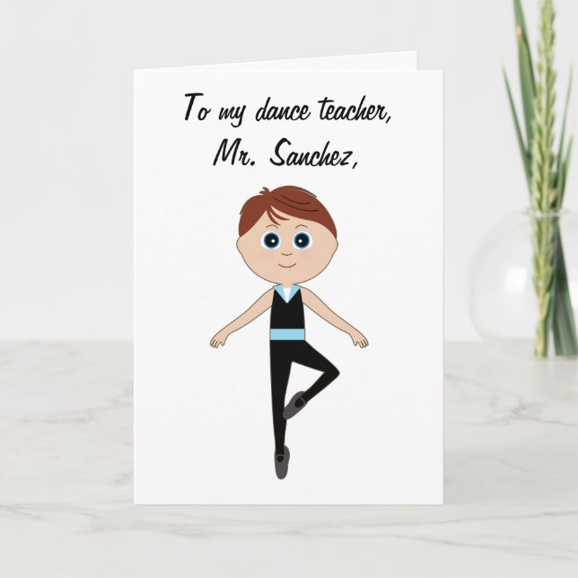 Tarjeta De Agradecimiento Bailarina de ballet niño: Gracias profesor (Anverso)