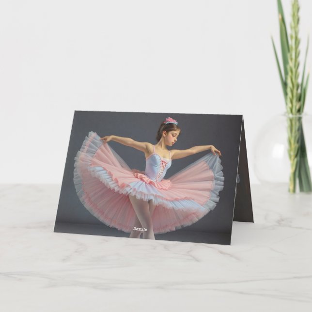 Tarjeta De Agradecimiento Bailarina desplegando su tutu  (Reverso)