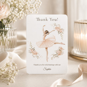 Tarjeta De Agradecimiento Bailarina personalizada Cumpleaños Rubor Floral 