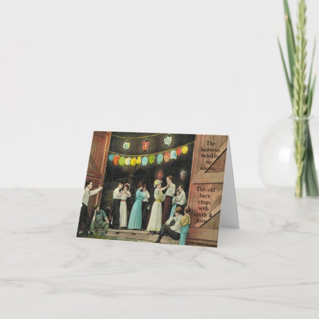 Tarjeta De Agradecimiento Baile Barn Gracias, Vintage, Retro (Anverso)