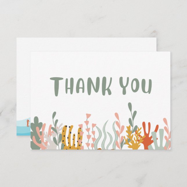 Tarjeta de agradecimiento bajo el mar (Anverso / Reverso)