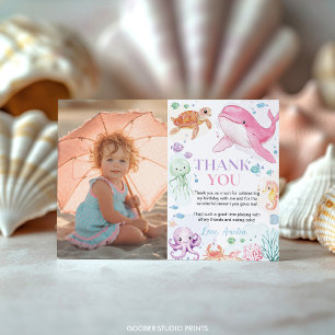 Tarjeta De Agradecimiento Bajo el Mar Animales Marinos Lindos Foto de Cumple
