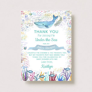 Tarjeta De Agradecimiento Bajo el mar   Baby Shower Temático Oceánico