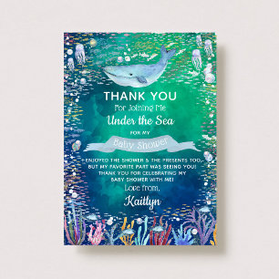 Tarjeta De Agradecimiento Bajo el mar   Baby Shower Temático Oceánico