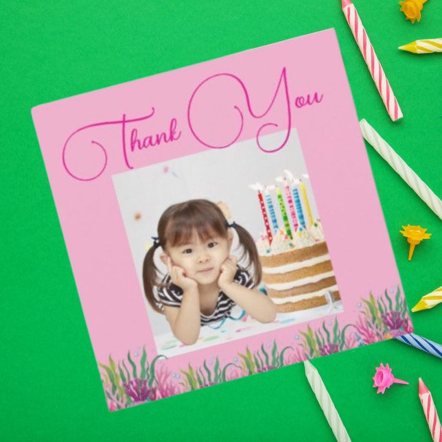 Tarjeta De Agradecimiento Bajo el mar, Chica de sirenas mágicas, foto cumple (Subido por el creador)