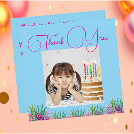 Tarjeta De Agradecimiento Bajo el mar, Chica de sirenas mágicas, foto cumple