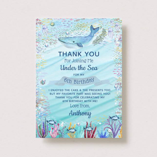 Tarjeta De Agradecimiento Bajo el mar Cualquier Cumpleaños De Edad (Subido por el creador)