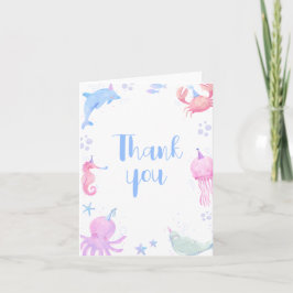 Tarjeta De Agradecimiento Bajo El Mar Cumpleaños Infantil 1er Cumpleaños