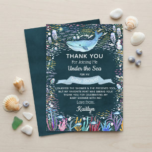 Tarjeta De Agradecimiento Bajo El Mar   Fiesta de Bebé con Tema del Océano