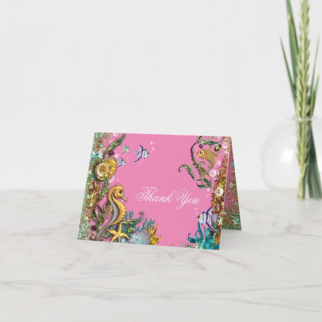 Tarjeta De Agradecimiento Bajo el mar Gracias (Anverso)