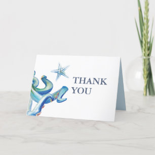Tarjeta De Agradecimiento Bajo el mar Gracias Cartas Octopus Azul