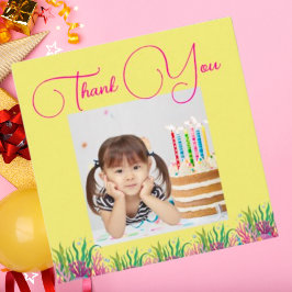 Tarjeta De Agradecimiento Bajo El Mar Niña Sirena Mágica Foto Cumpleaños