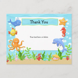 Tarjeta De Agradecimiento Bajo fiesta de cumpleaños del mar gracias cardar