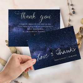 Tarjeta De Agradecimiento Bajo las Estrellas Elegante Amor y Gracias Boda