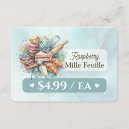 Tarjeta De Agradecimiento Bakery Pastry Baker Display Sign Label Price Tag