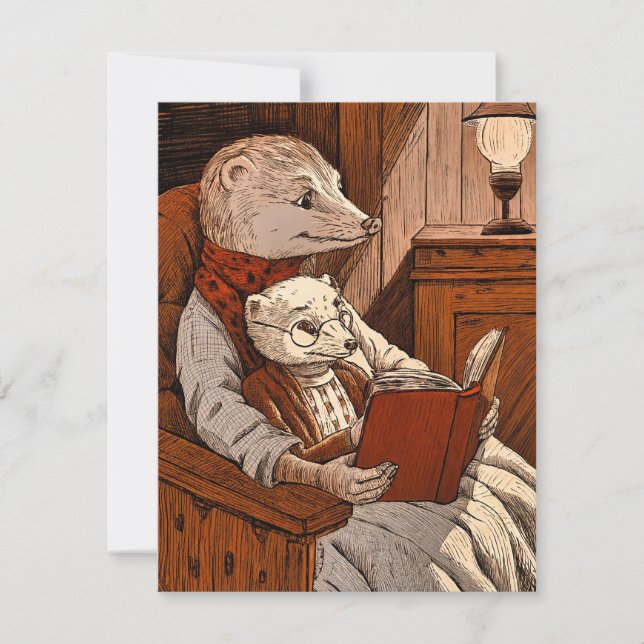 Tarjeta De Agradecimiento Balas leyendo un libro (Anverso)