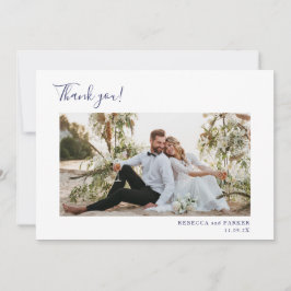 Tarjeta De Agradecimiento Baldosas azules elegante Boda Gracias foto