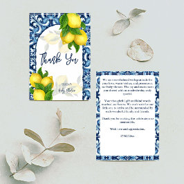 Tarjeta De Agradecimiento Baldosas azules y limón Amalfi Positano ducha de b