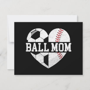Tarjeta De Agradecimiento Ball Mom Shirt Heart Graciosa Béisbol