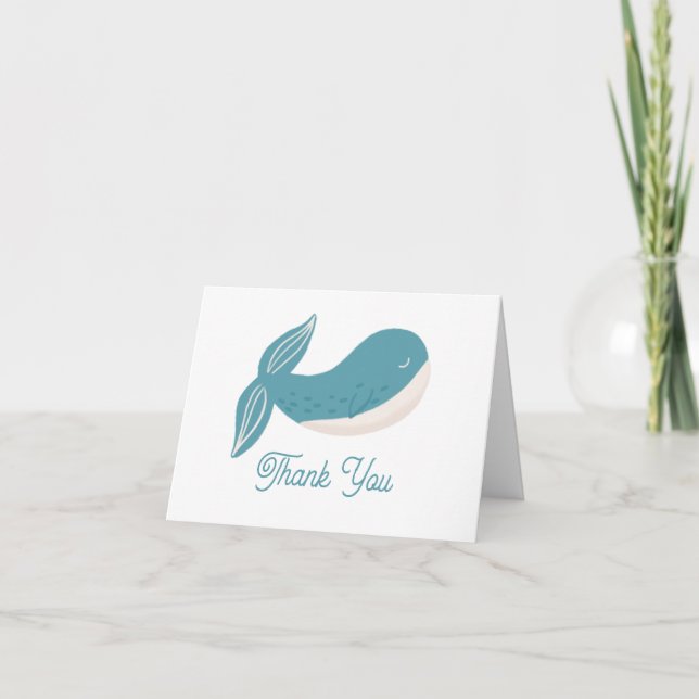 Tarjeta De Agradecimiento Ballena azul. cumpleaños de los niños de animales  (Anverso)