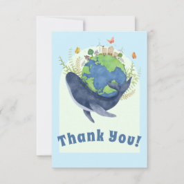 Tarjeta De Agradecimiento Ballena azul moderna y linda del día de la Tierra