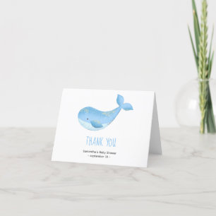 Tarjeta De Agradecimiento Ballena de acuarela - gracias fiesta de bebé