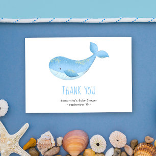 Tarjeta De Agradecimiento Ballena de acuarela - gracias fiesta de bebé