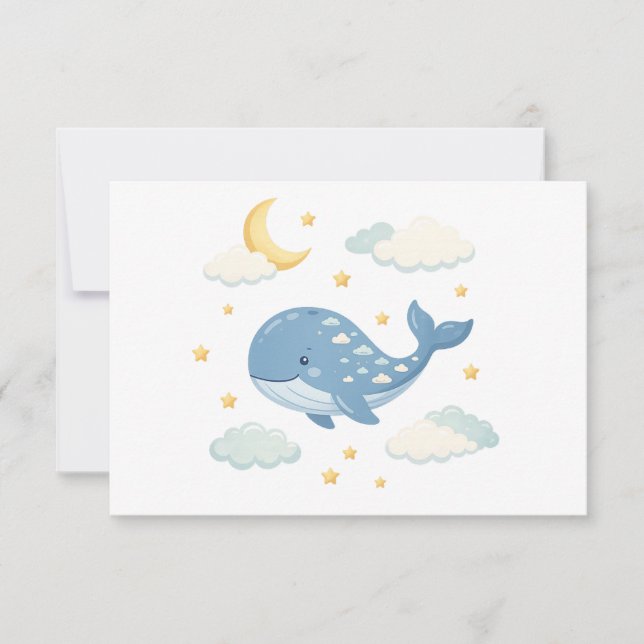 Tarjeta De Agradecimiento Ballena de Nube Soñadora (Anverso)