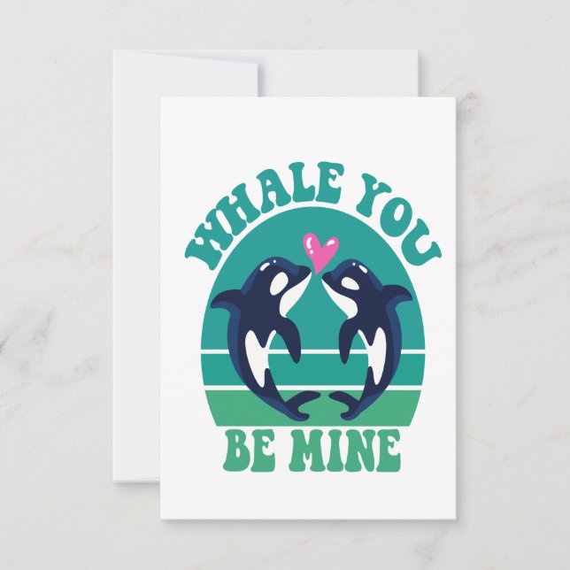 Tarjeta De Agradecimiento Ballena, eres mía divertida, regalo de San Valentí (Anverso)