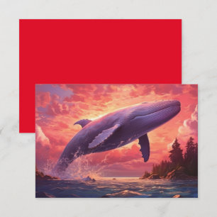 Tarjeta De Agradecimiento Ballenas en el cielo pastel Pequeña