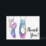 Tarjeta De Agradecimiento Ballerina Ballet Birthday<br><div class="desc">Los clásicos zapatos punteros de bailarina se ven igual de elegantes en esta colorida huella acuática. ¡Ideal para bailarines de ballet o amantes en tu vida o una fiesta de cumpleaños de ballet! Personalizar con el nombre de una chica de cumpleaños, compañía de danza, o puede quitar para escribir cartas...</div>