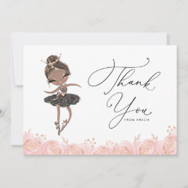 Tarjeta De Agradecimiento Ballerina Chica negra con vestido negro Cumpleaños