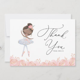 Tarjeta De Agradecimiento Ballerina Chica negra vestida de blanco Cumpleaños