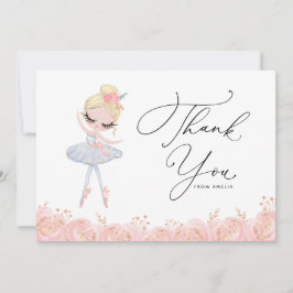 Tarjeta De Agradecimiento Ballerina Chica rubia vestida de blanco Cumpleaños