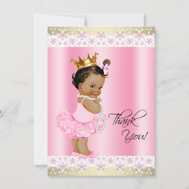 Tarjeta De Agradecimiento Ballerina Tutu Baby Girl Gracias (Anverso)