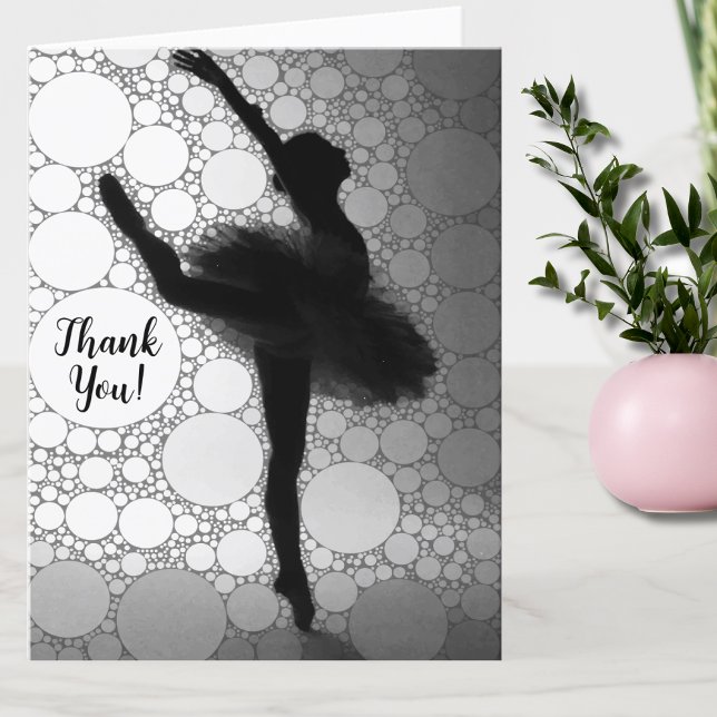 Tarjeta De Agradecimiento Ballet Bailarina de Baile Blanco Negro (Subido por el creador)