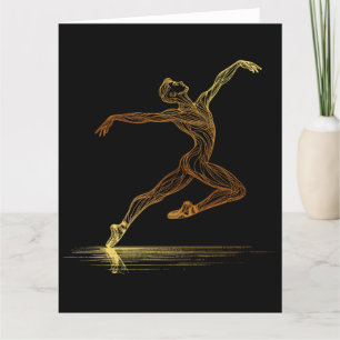 Tarjeta De Agradecimiento Ballet de Golden Line Bailarina Ilustracion elegan