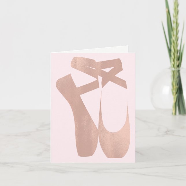 Tarjeta De Agradecimiento Ballet Rosado Zapatillas Ballerina Rosa Gracias (Anverso)