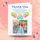 Tarjeta De Agradecimiento Balloons Kids Birthday Photo<br><div class="desc">Balloons Kids Birthday Photo You Card. Gracias tarjeta de cumpleaños de globo para la fiesta de cumpleaños de los niños. Este diseño está decorado con globos de colores rojo,  azul,  rosa y verde. Personalice la tarjeta con el nombre de su hijo,  mensaje de agradecimiento y foto.</div>