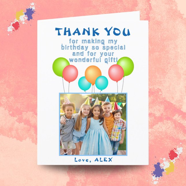 Tarjeta De Agradecimiento Balloons Kids Birthday Photo (Subido por el creador)