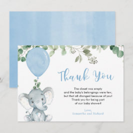 Tarjeta De Agradecimiento Balón azul elefante eucalipto vegetación