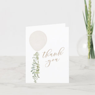 Tarjeta De Agradecimiento Balón de agua blanca Eucalyptus Baby Shower
